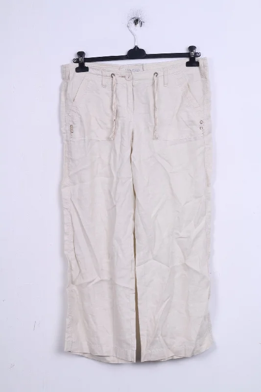 River Island Womens 38 M Trousers Cream Linen Straight Leg