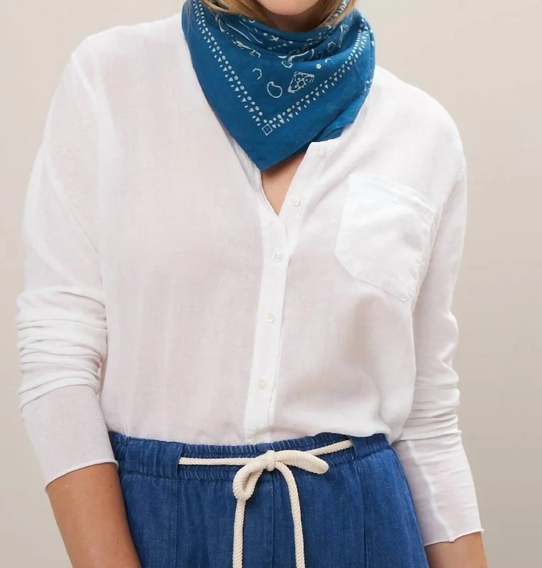 Cotton Patchwork Scarf In Blue