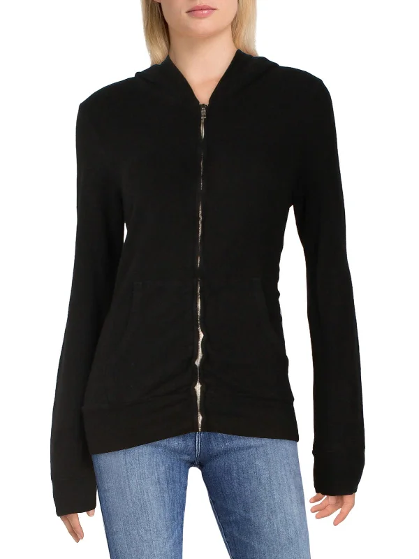 Womens Pockets Full Zip Zip Hoodie