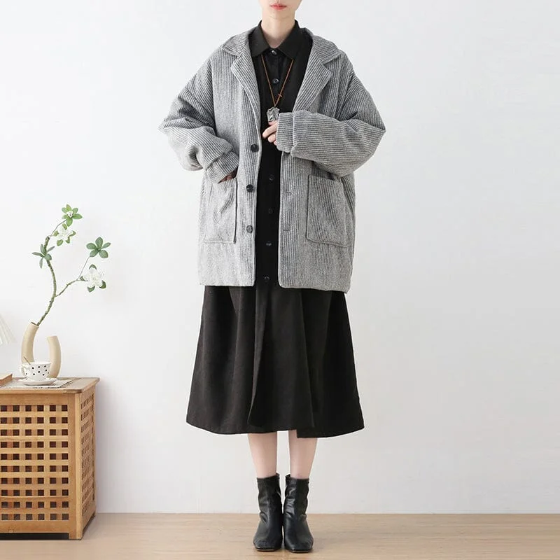 Winter Retro Corduroy Quilted Loose Coat