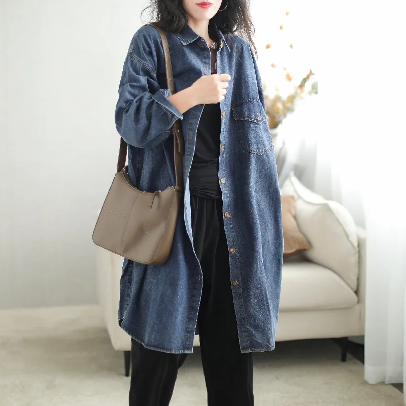 Women Autumn Casual Fashion Denim Overcoat