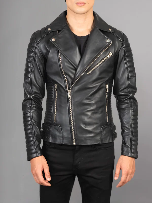 Armand Black Leather Biker Jacket