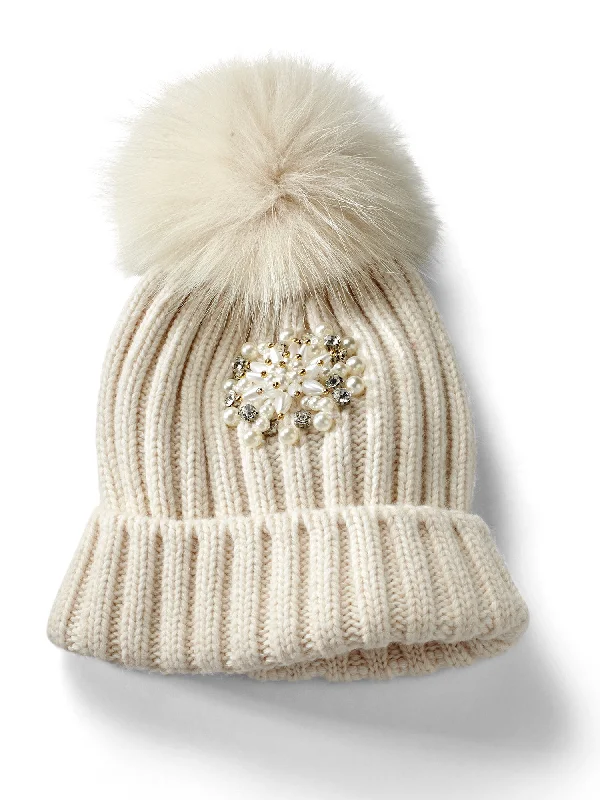 Embellished Wool Knit Hat